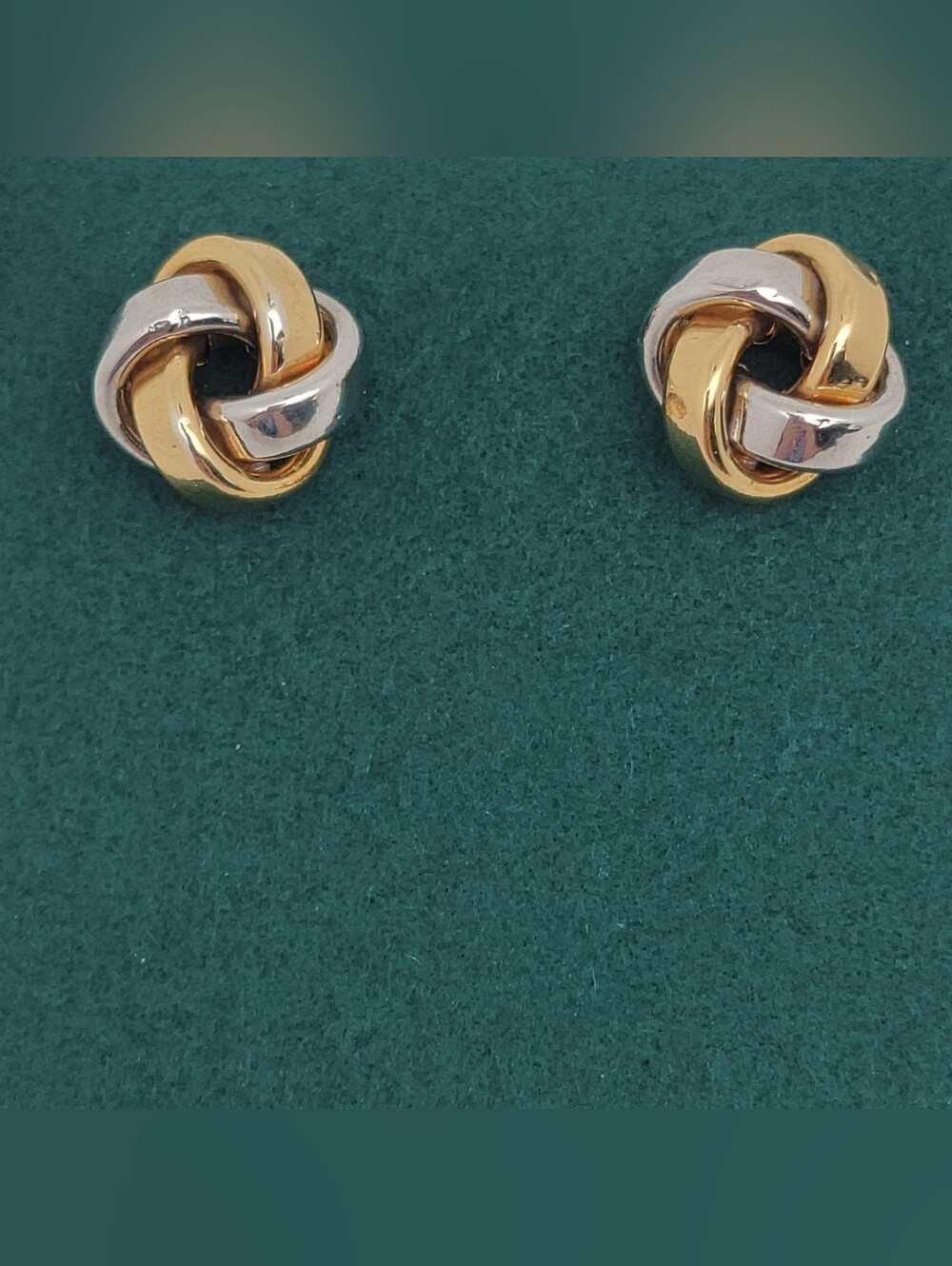 Vintage RCI 14k White & Yellow Gold Love Knot Trinity Stud Earrings